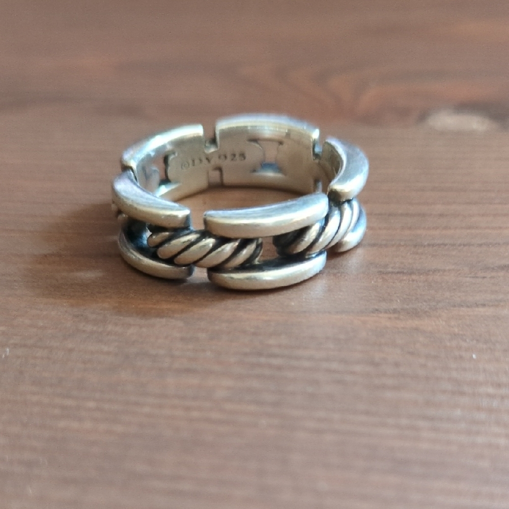 David Yurman Silver Men's Band with Rope Detail